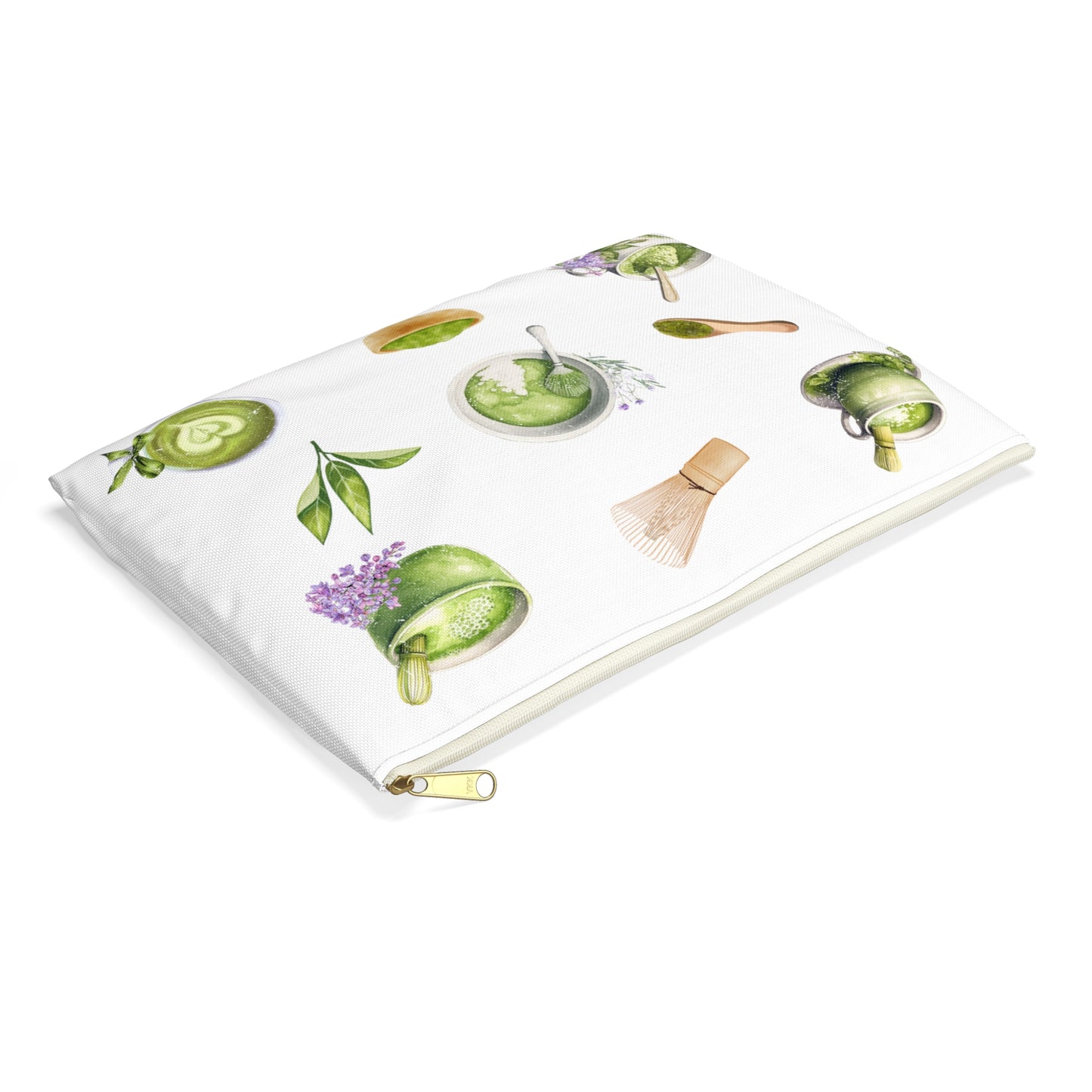 Matcha Green Tea Travel Pouch. Zipper pouch for travel and storage