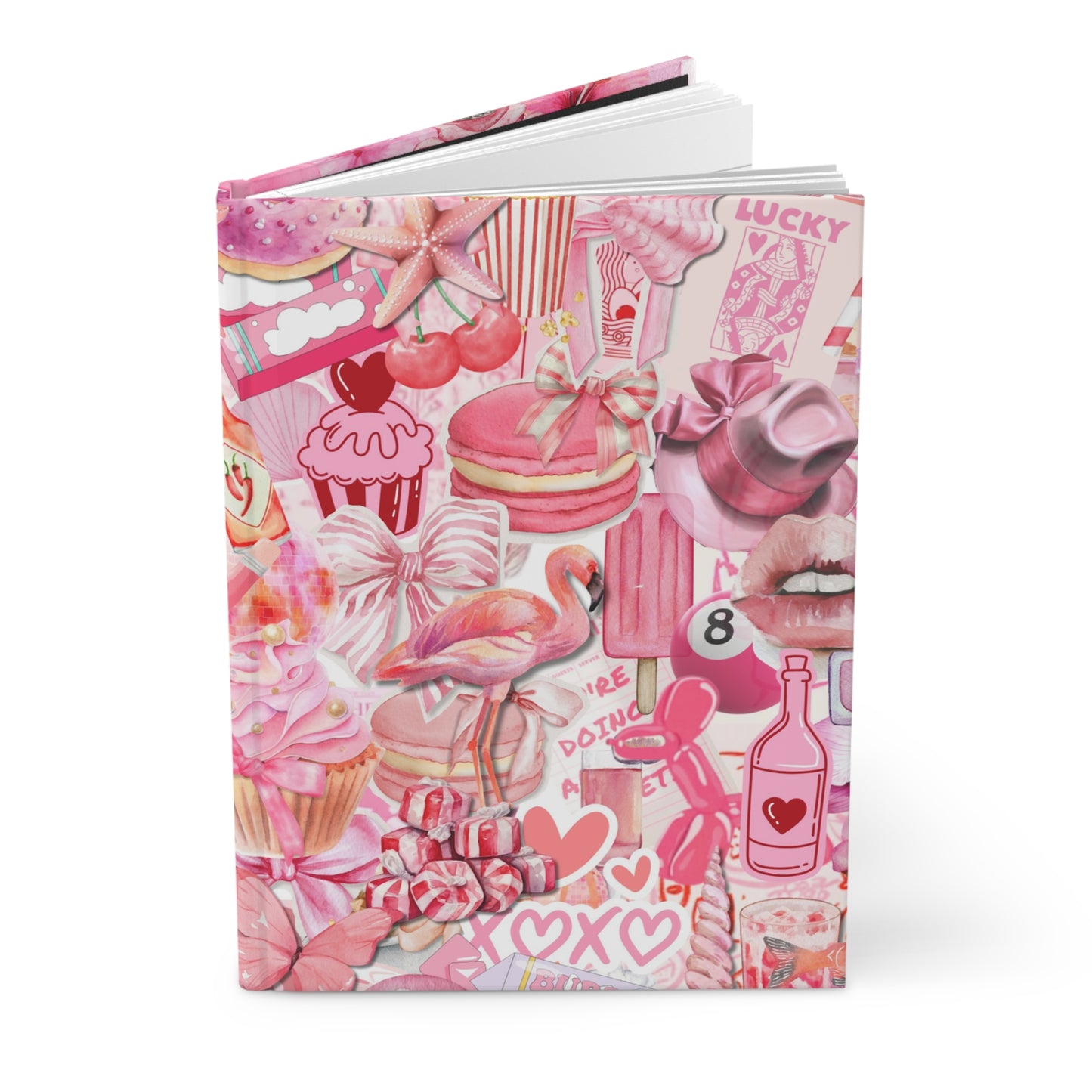 Pink Collage Hardcover Journal Lined Notebook