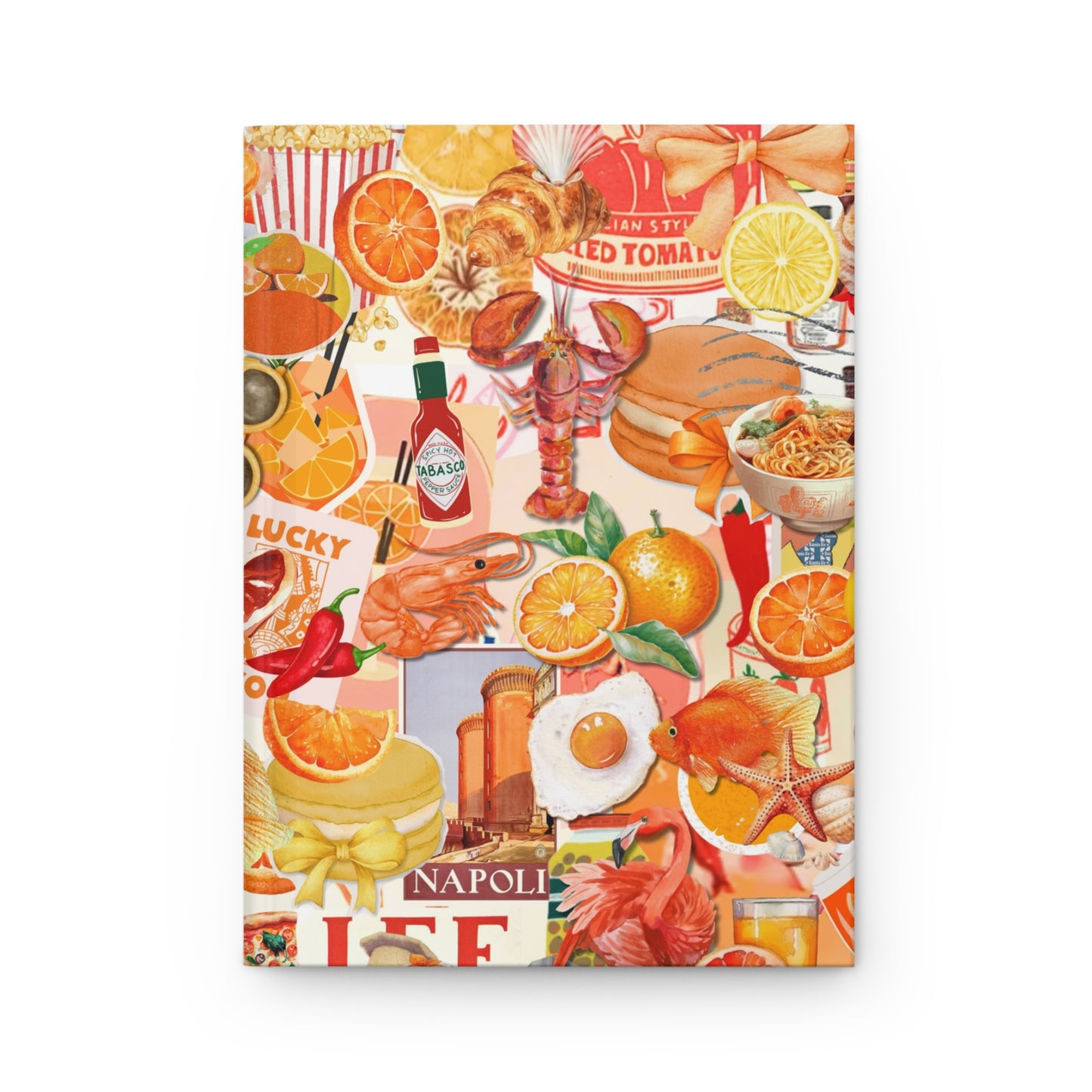 Orange Collage Hardcover Journal Lined Notebook