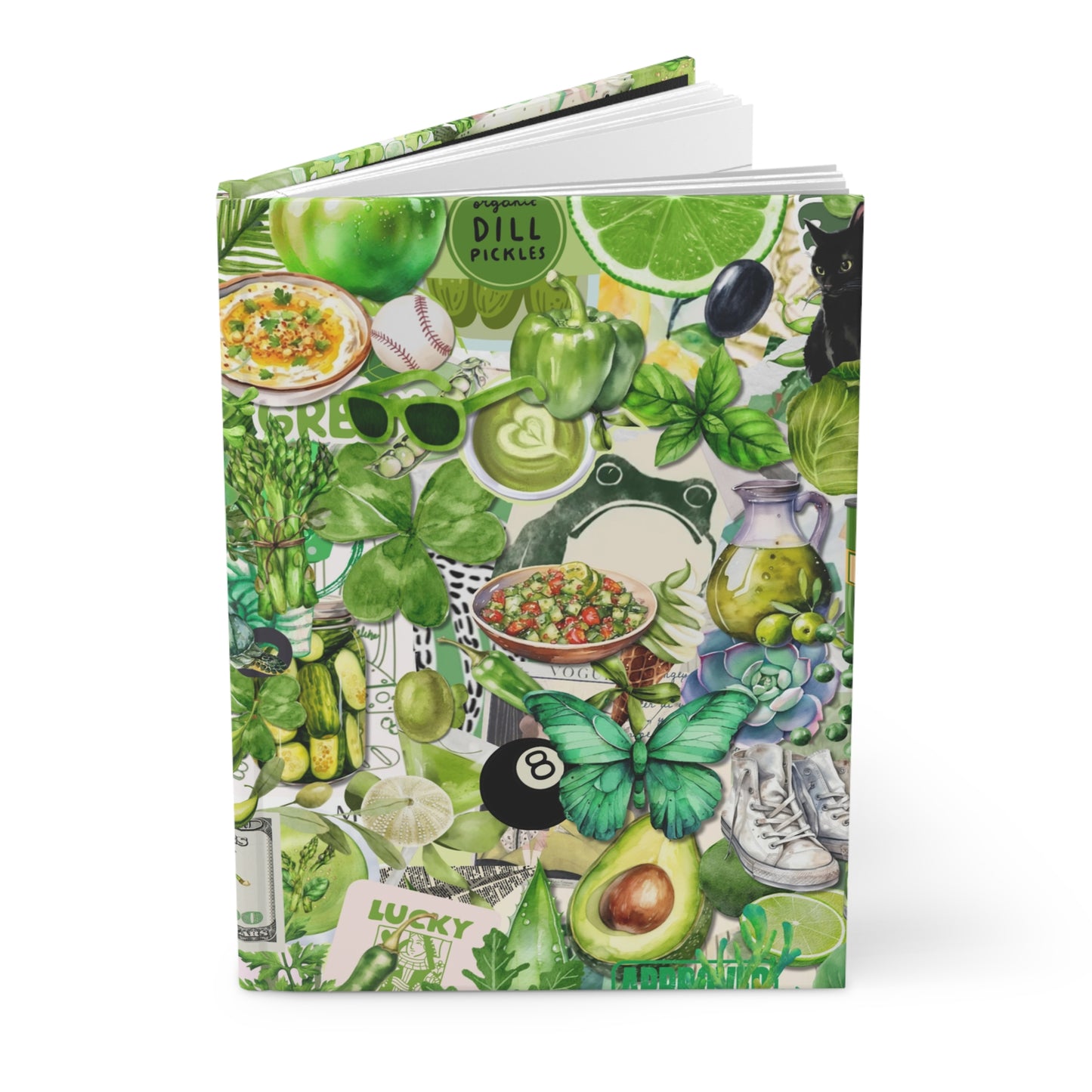 Green Collage Hardcover Journal Lined Notebook
