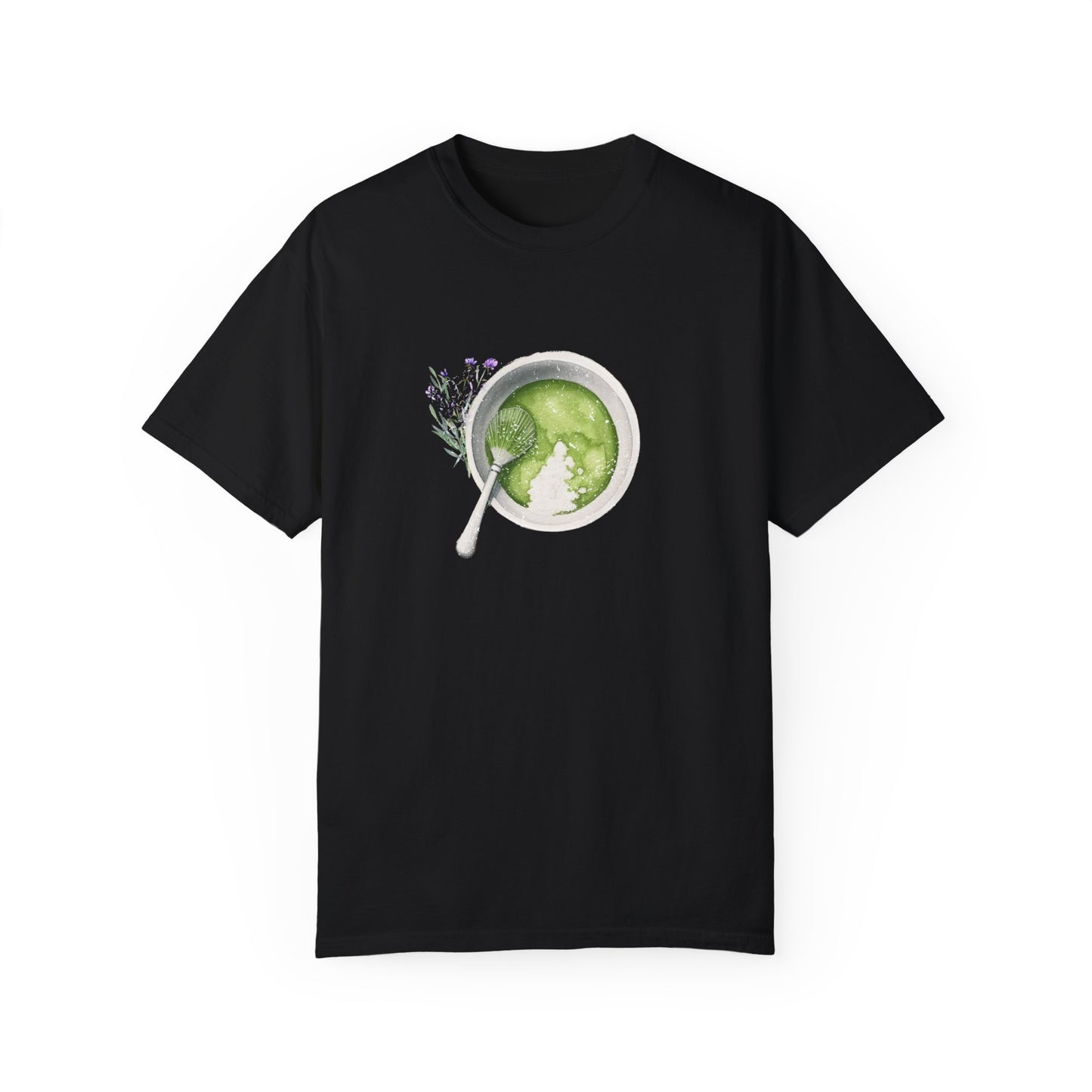 Matcha Green Tea Cup with Spoon Summer T Shirt. Matcha Retro Graphic Shirt