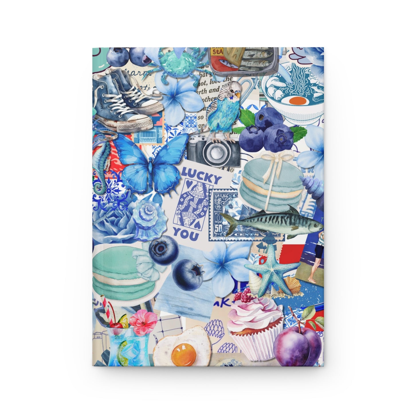 Blue Collage Hardcover Journal Lined Notebook