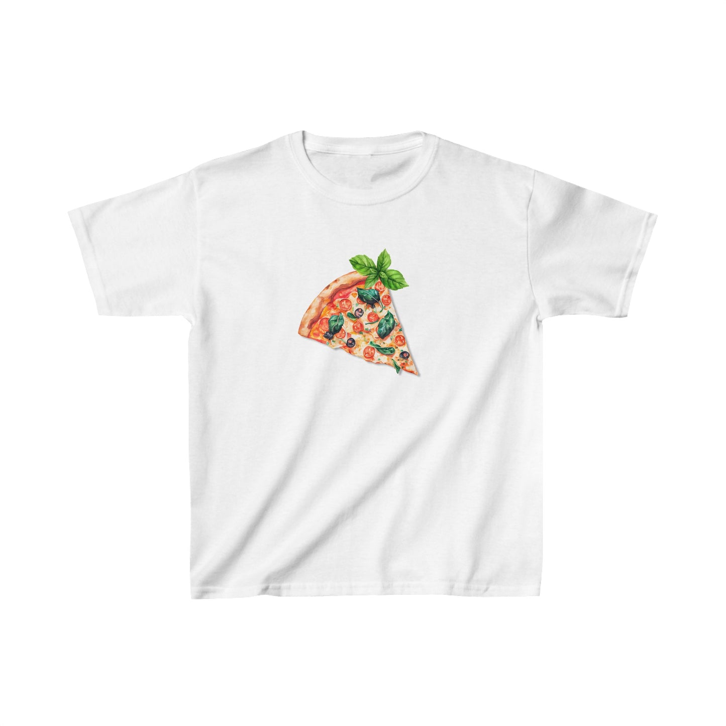 Women's Graphic Baby Tee Retro Pizza Slice Shirt.