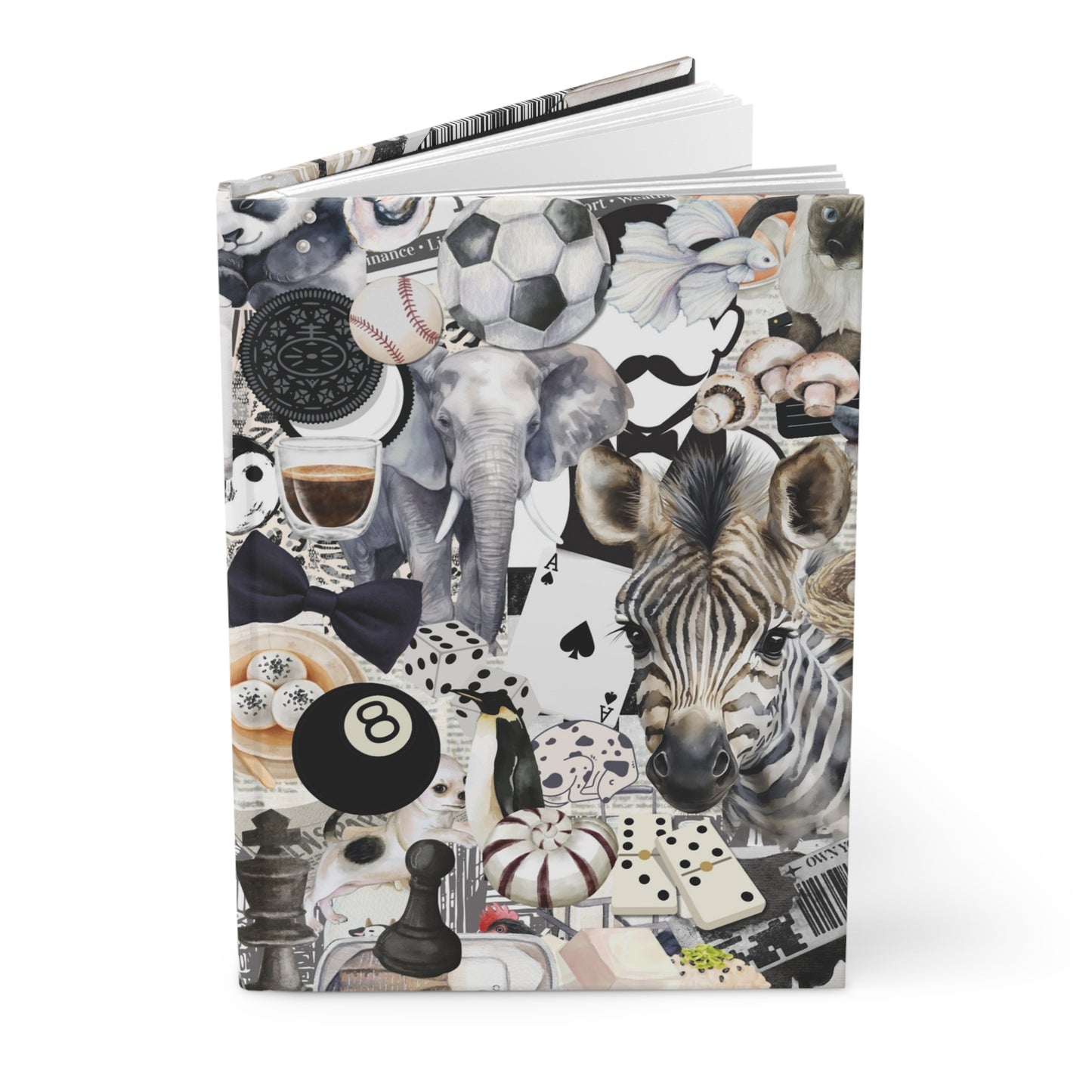 Black and White Collage Hardcover Journal Lined Notebook