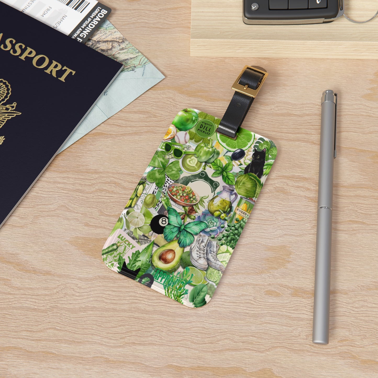 Green Scrapbook Collage Art Luggage Tag