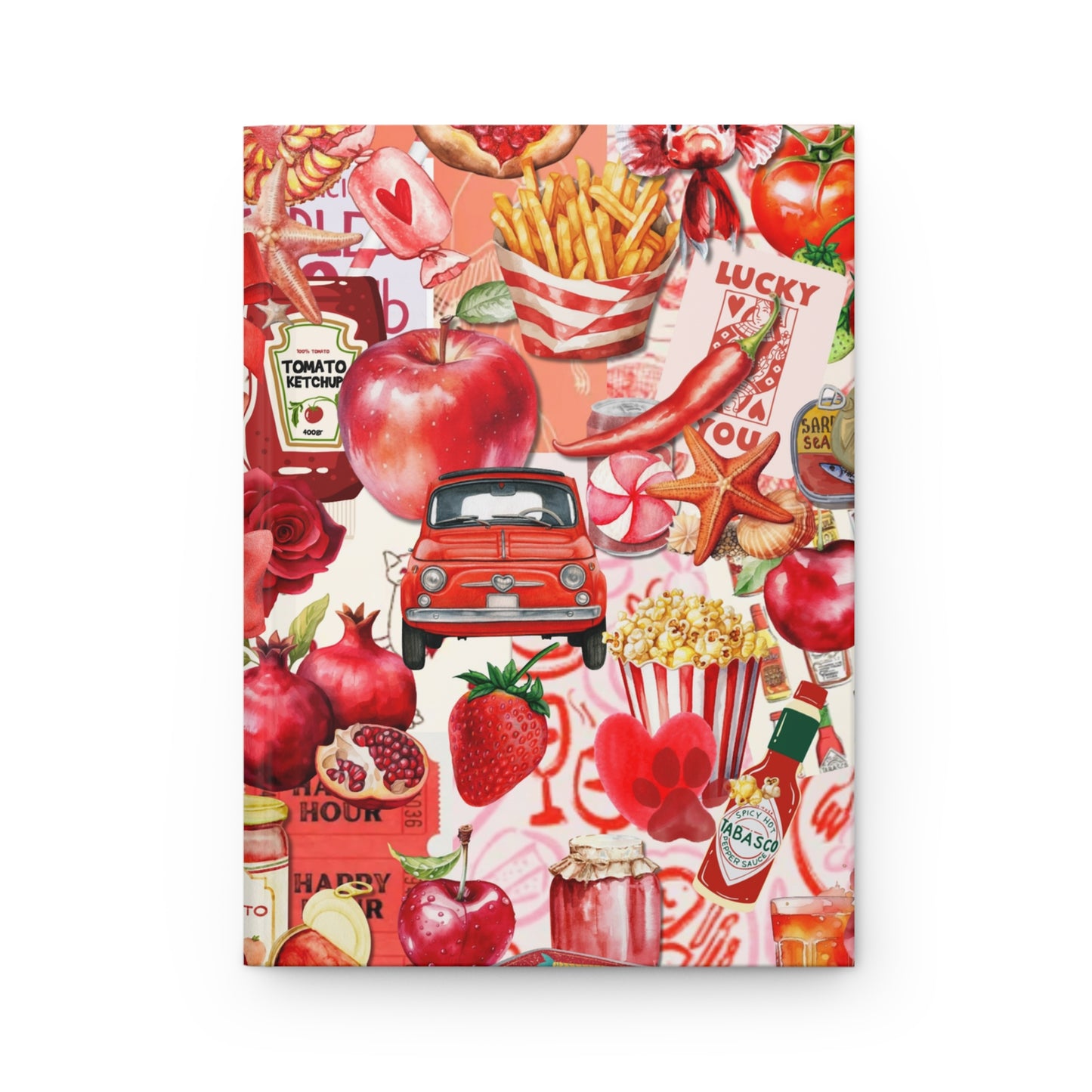 Red Collage Hardcover Journal Lined Notebook
