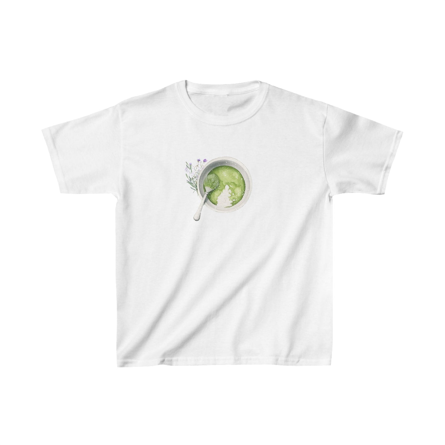 Matcha Green Tea and lavender Graphic Baby Tee. Matcha Retro Graphic T Shirt