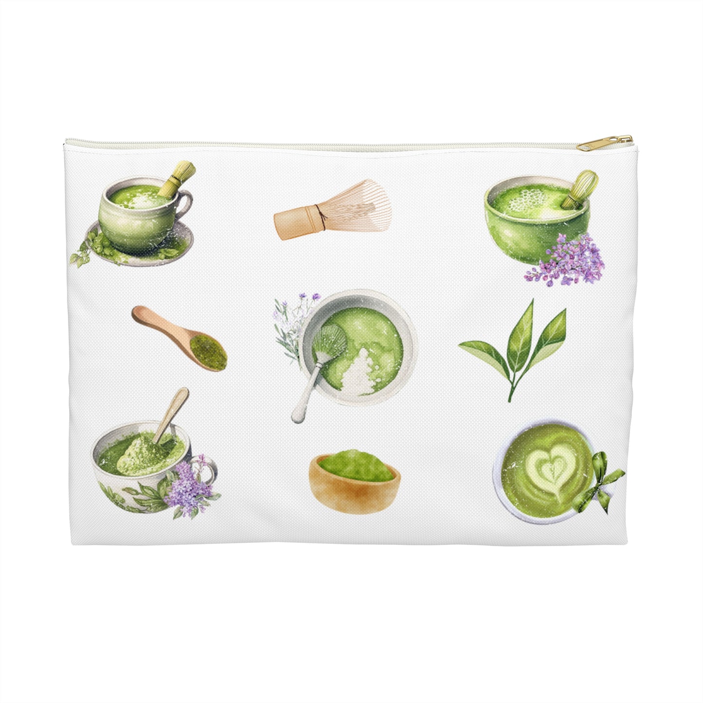 Matcha Green Tea Travel Pouch. Zipper pouch for travel and storage