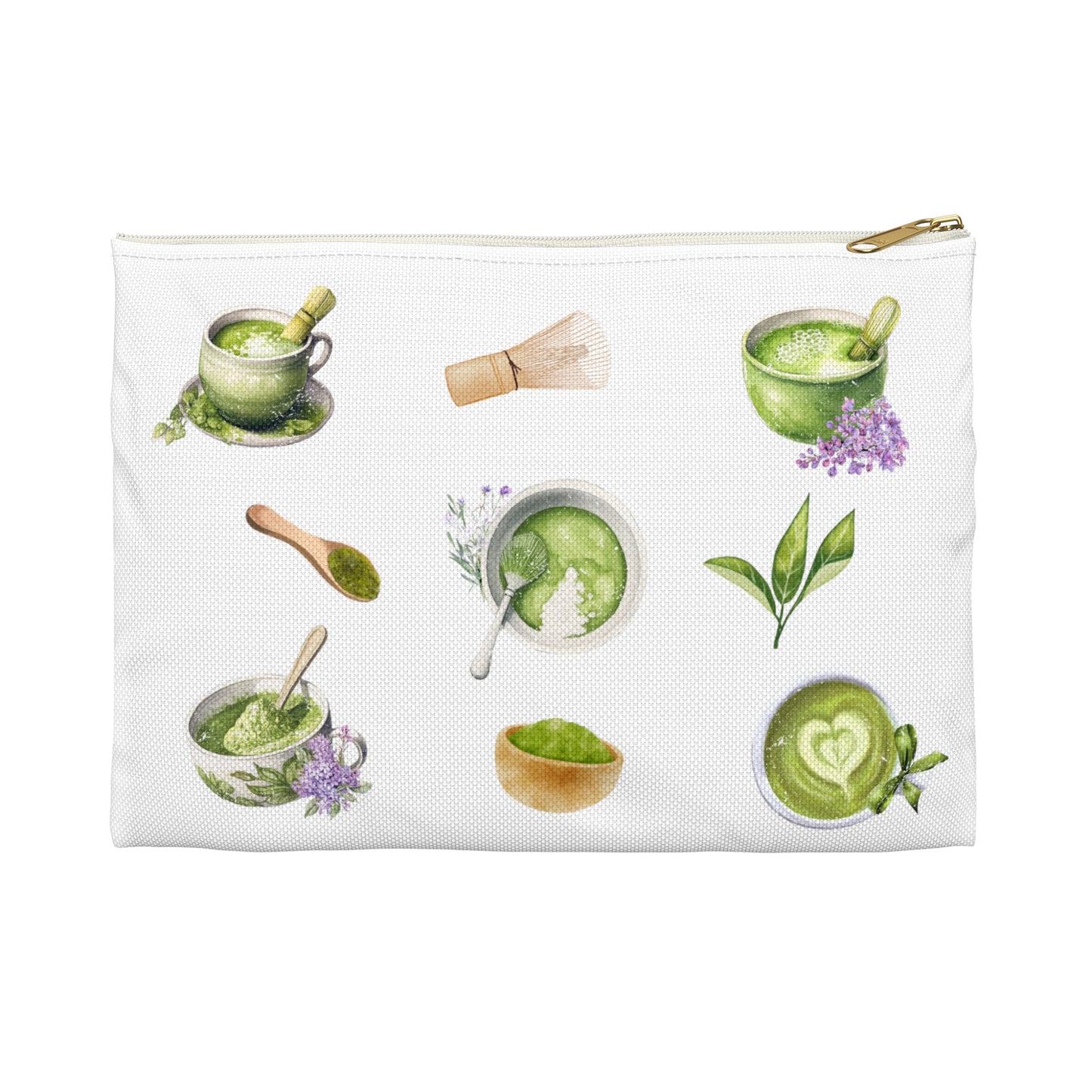 Matcha Green Tea Travel Pouch. Zipper pouch for travel and storage