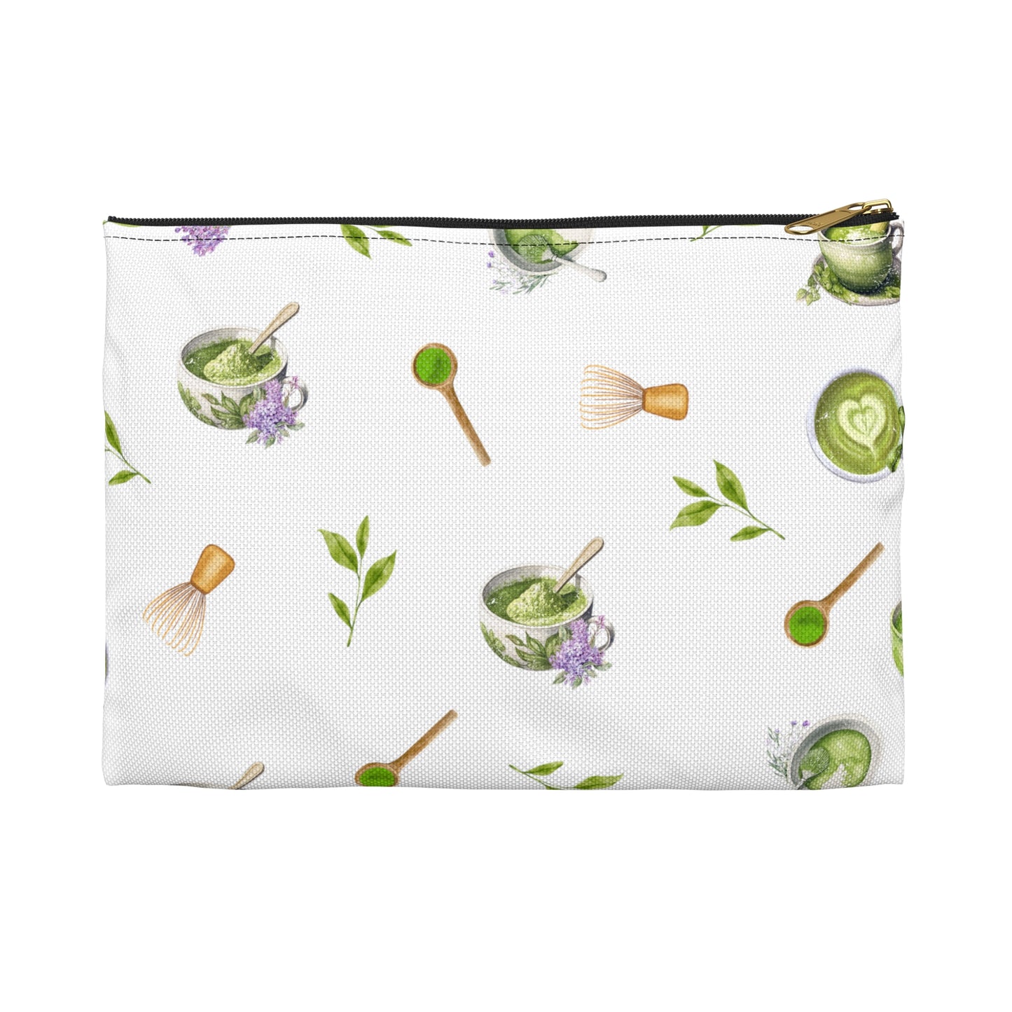 Matcha Green Tea Pattern Accessory Pouch. Make Up Bag or Travel Accessory