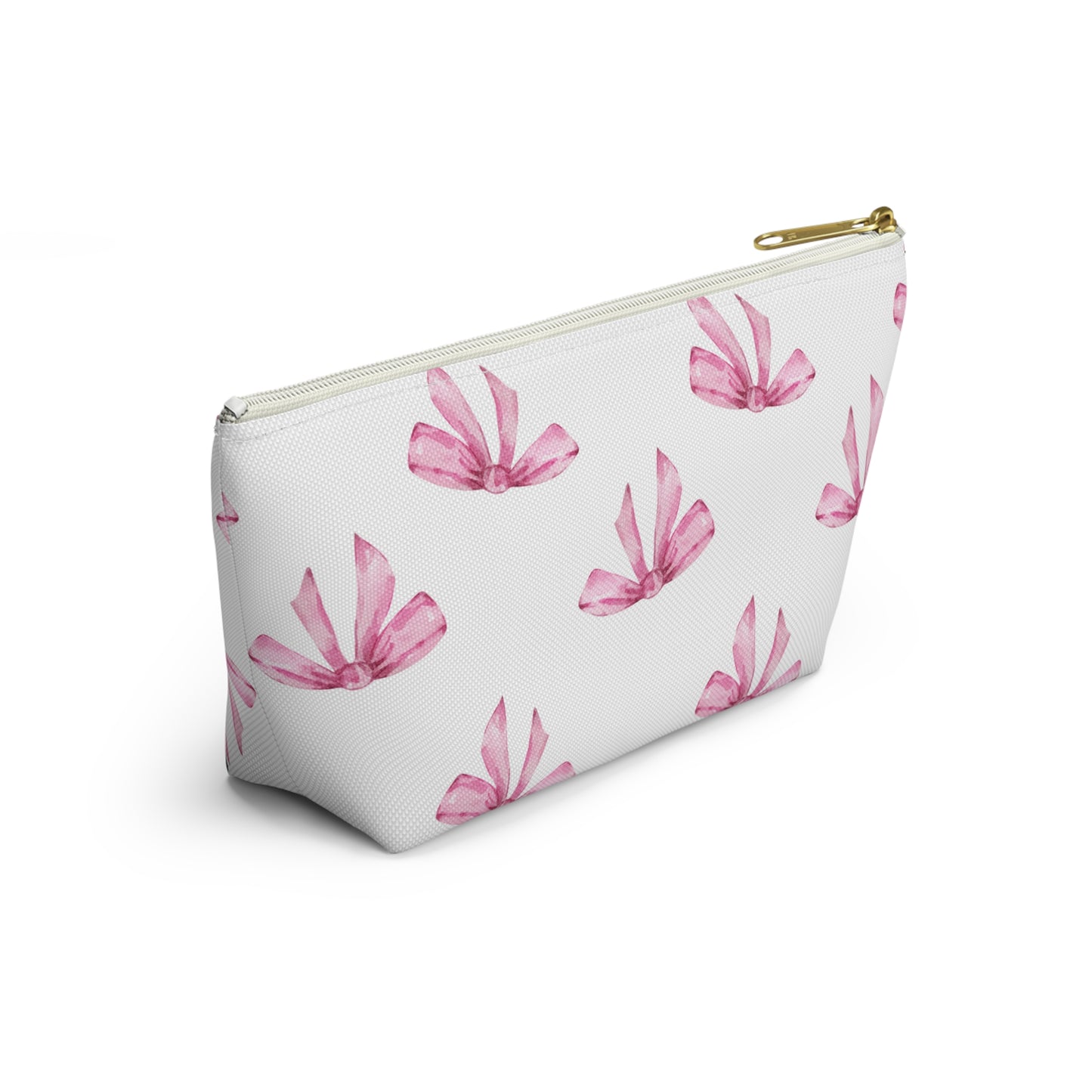 Pink Bows I am Beautiful Accessory Pouch w T-bottom, make up bag, travel accessory, document pouch