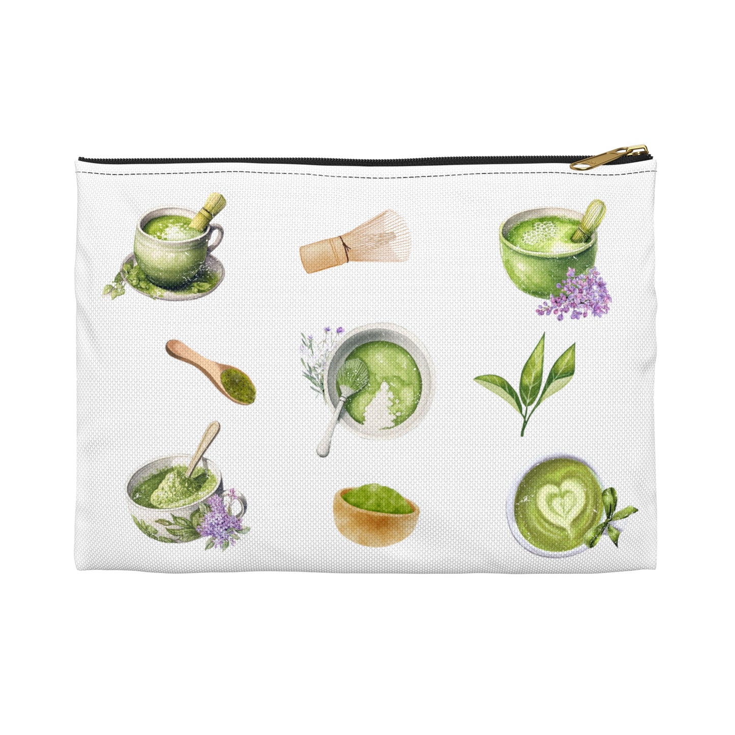 Matcha Green Tea Travel Pouch. Zipper pouch for travel and storage