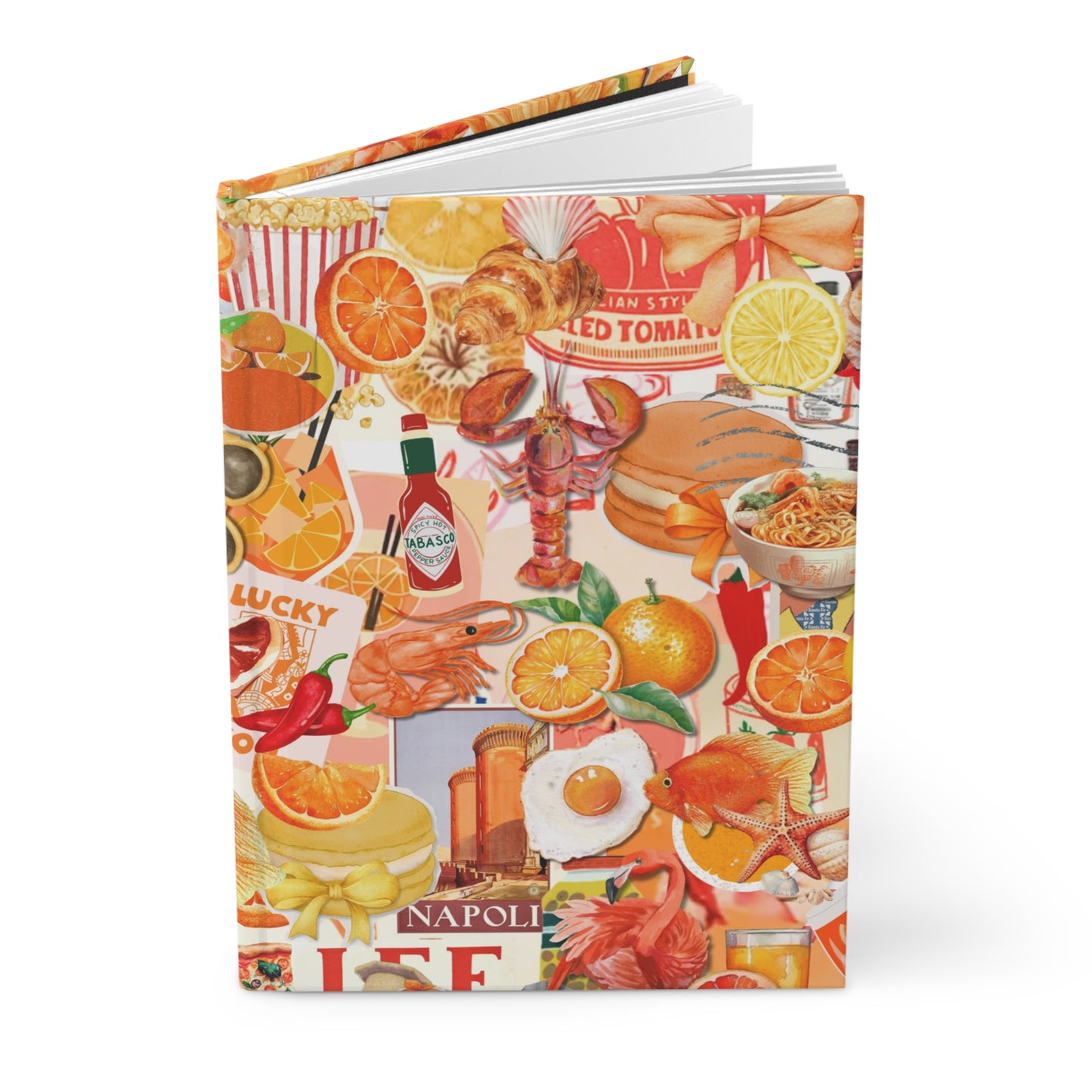 Orange Collage Hardcover Journal Lined Notebook