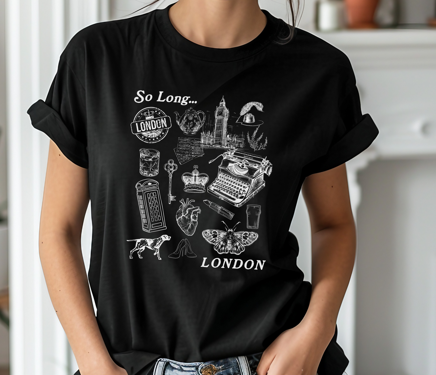 Model Wearing So Long London Tortured Poet Vintage Oversized Summer T Shirt. TTPD Vintage Tattoo 90s Graphic Shirt