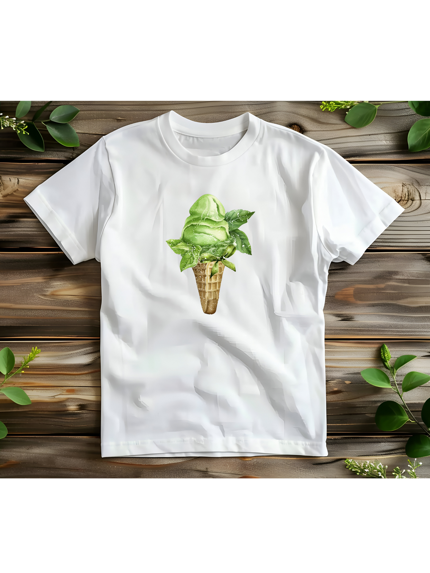 Matcha Green Ice Cream Graphic Baby Tee. Food Retro Graphic T Shirt. 