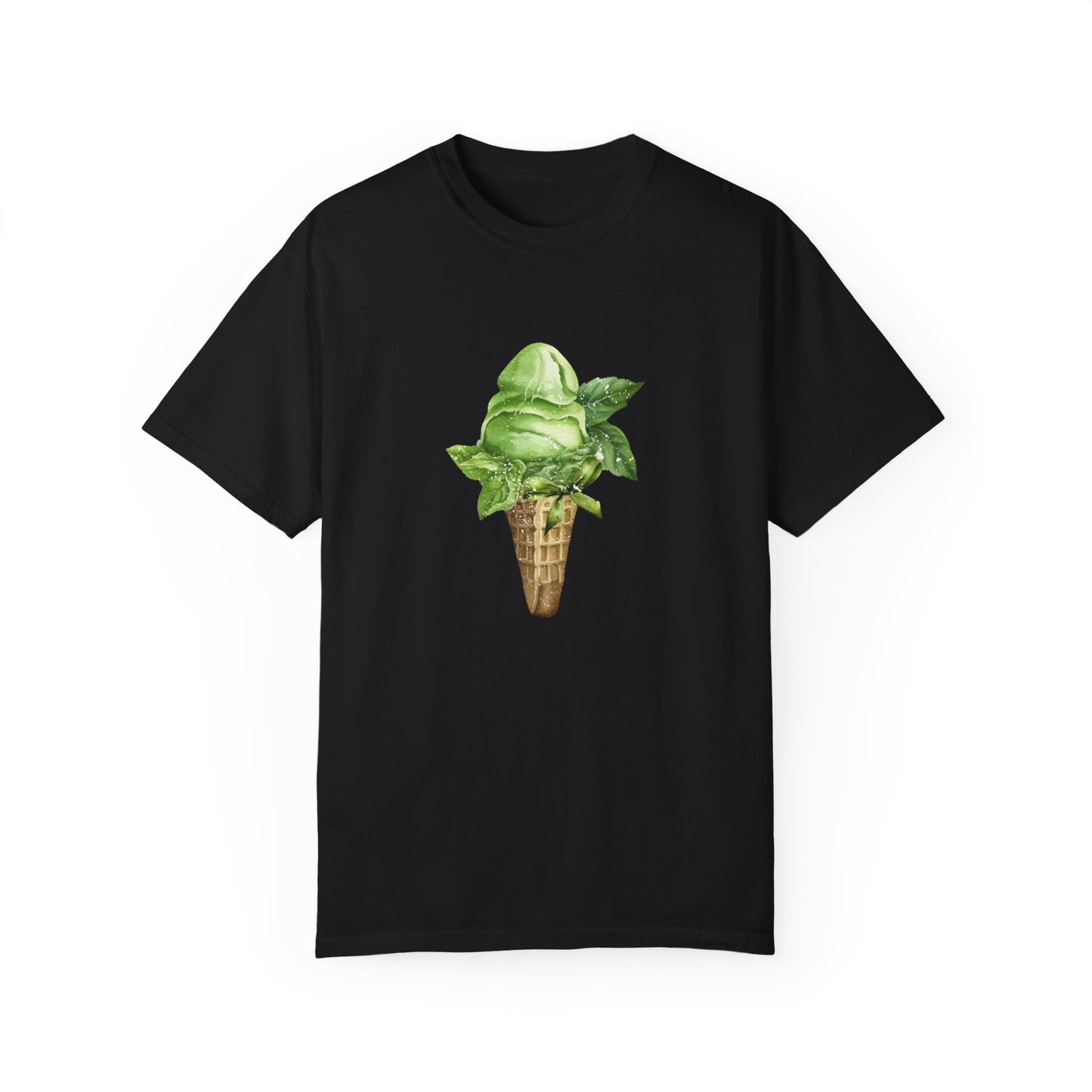 Matcha Ice Cream with Bow Summer T Shirt. Matcha Retro Graphic Shirt