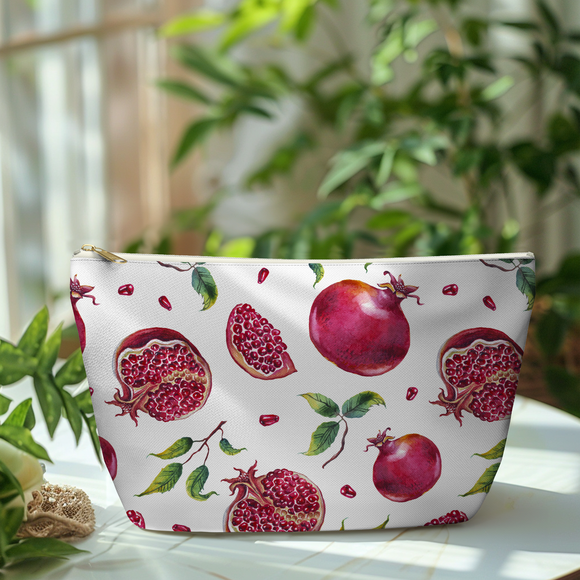 Pomegranate Accessory Pouch w T-bottom, make up, accessories travel pouch