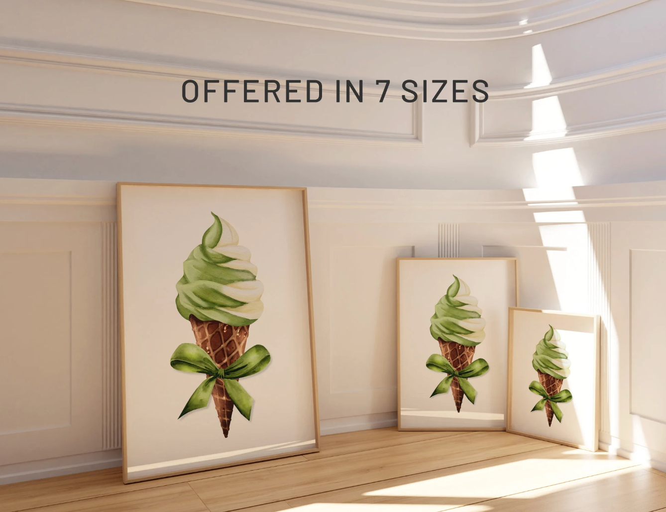 Green Ice Cream with Bow Poster Print
