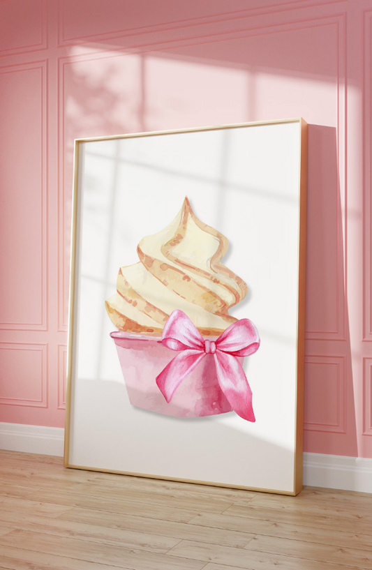 Ice Cream Cup with Bow Poster Print