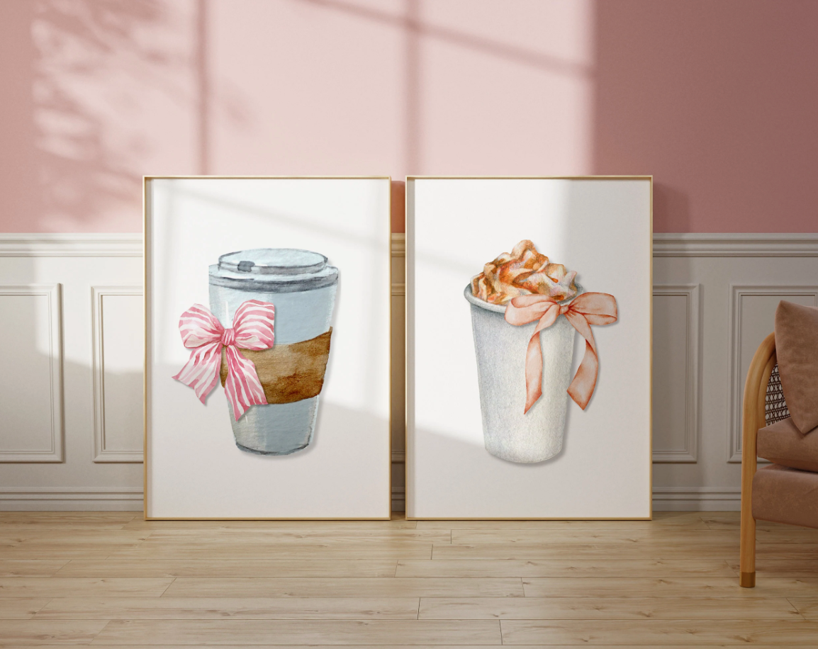 Coffee to Go Feminine Wall Art Poster Print
