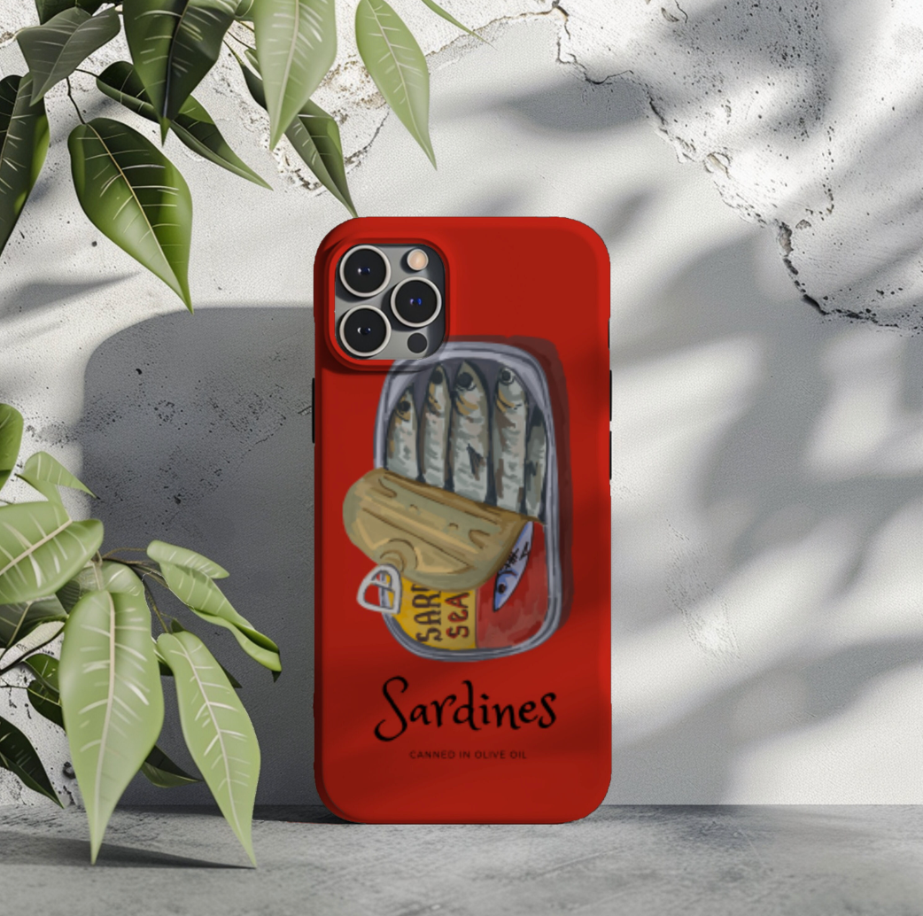 Retro Watercolor Sardines Phone Case