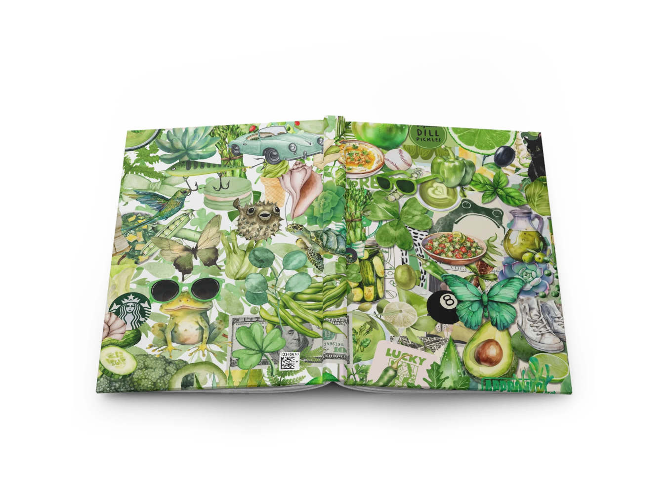 Green Collage Hardcover Journal Lined Notebook