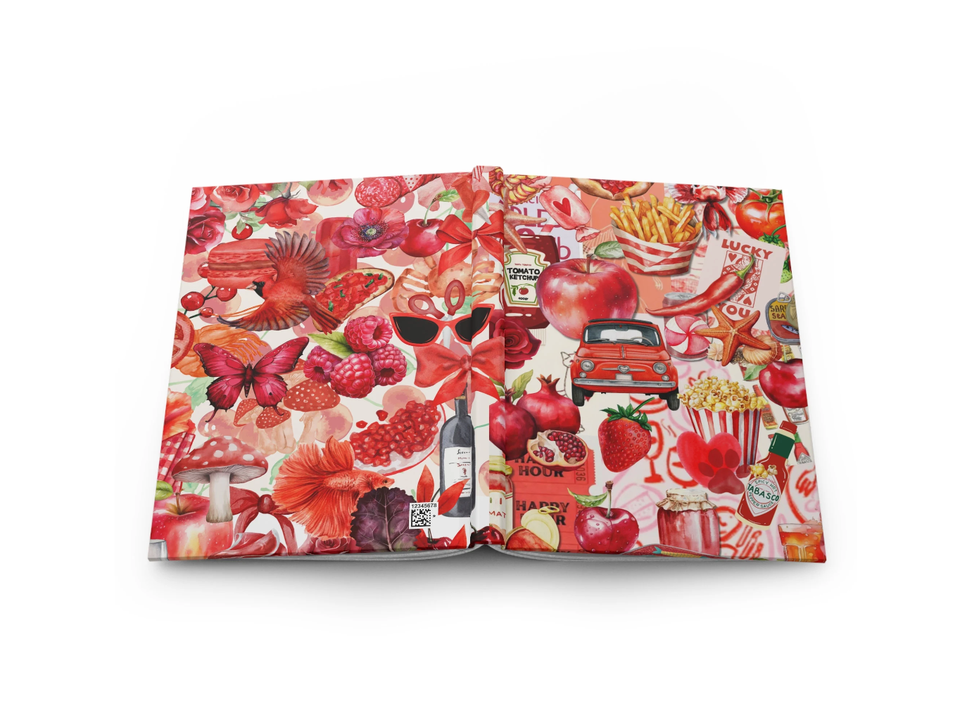 Red Collage Hardcover Journal Lined Notebook