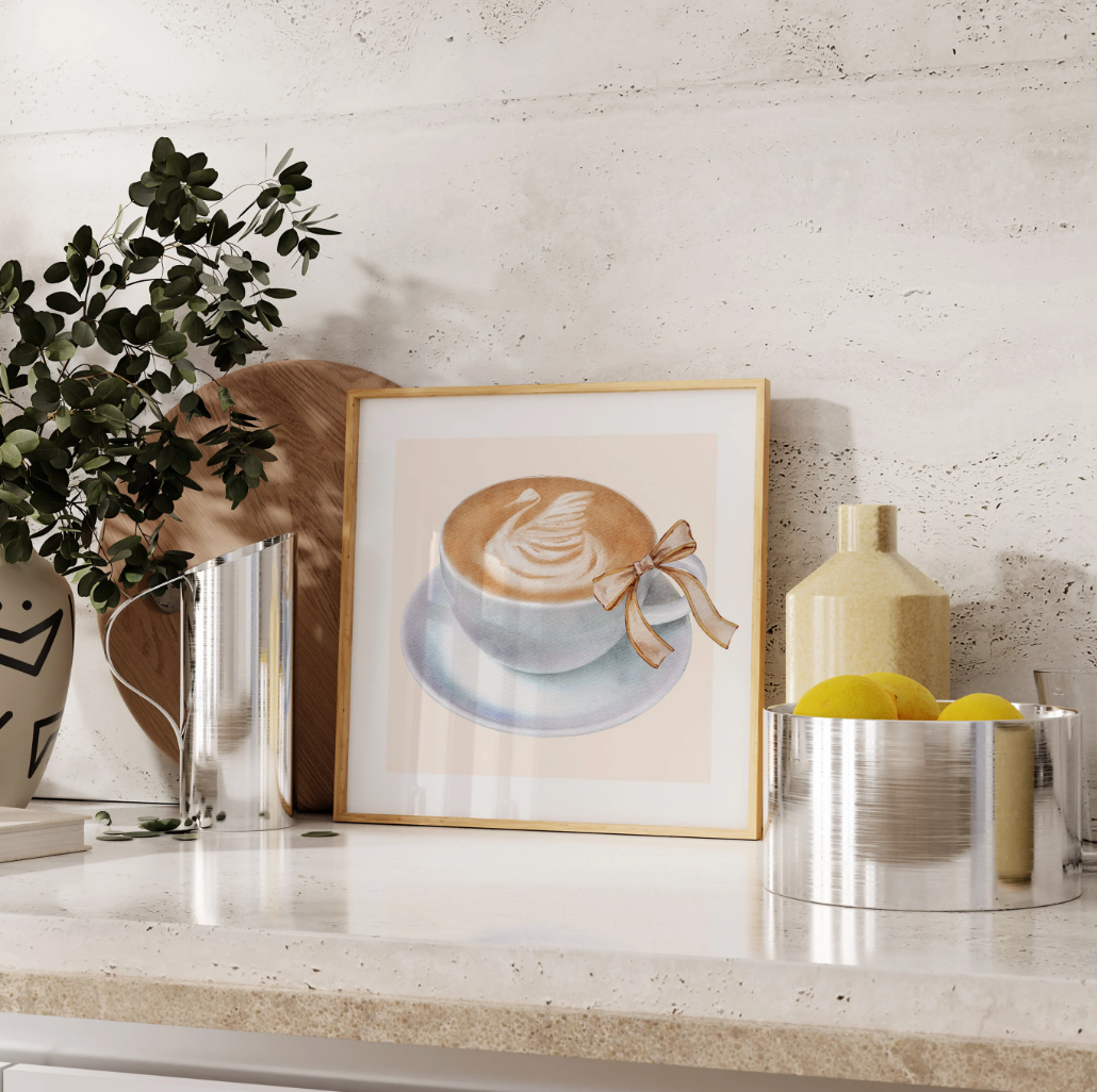 Square Coffee Wall Art | Latte 3 Poster Printed on Premium Paper
