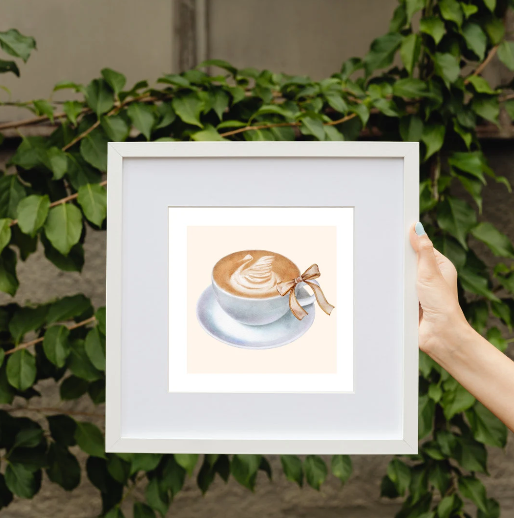 Square Coffee Wall Art | Latte 3 Poster Printed on Premium Paper
