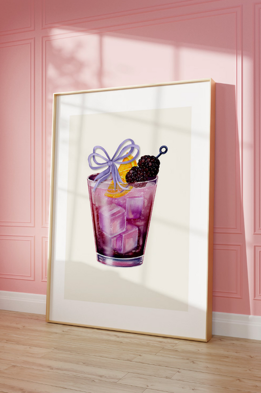 Purple Bow Berry Cocktail Wall Art Poster Print