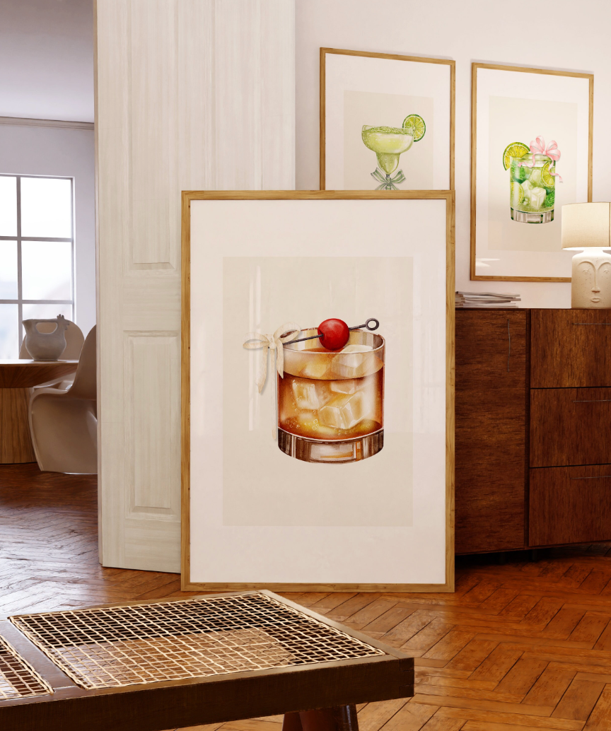 Old Fashioned Cocktail Wall Art Poster Print
