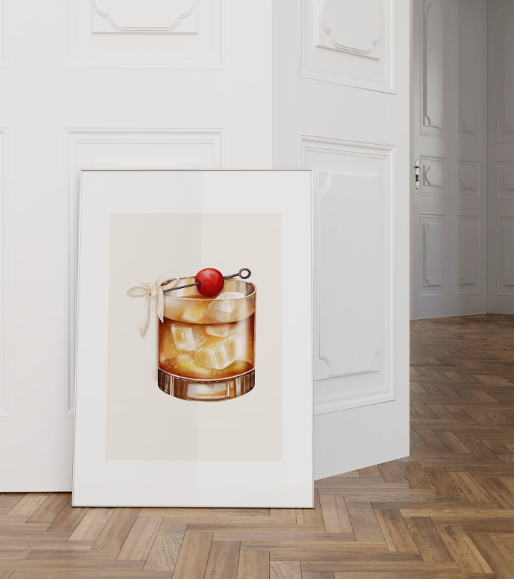 Old Fashioned Cocktail Wall Art Poster Print