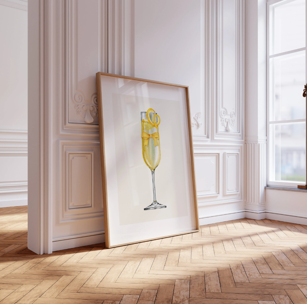 Champagne Twist Cocktail Wall Art Poster Print