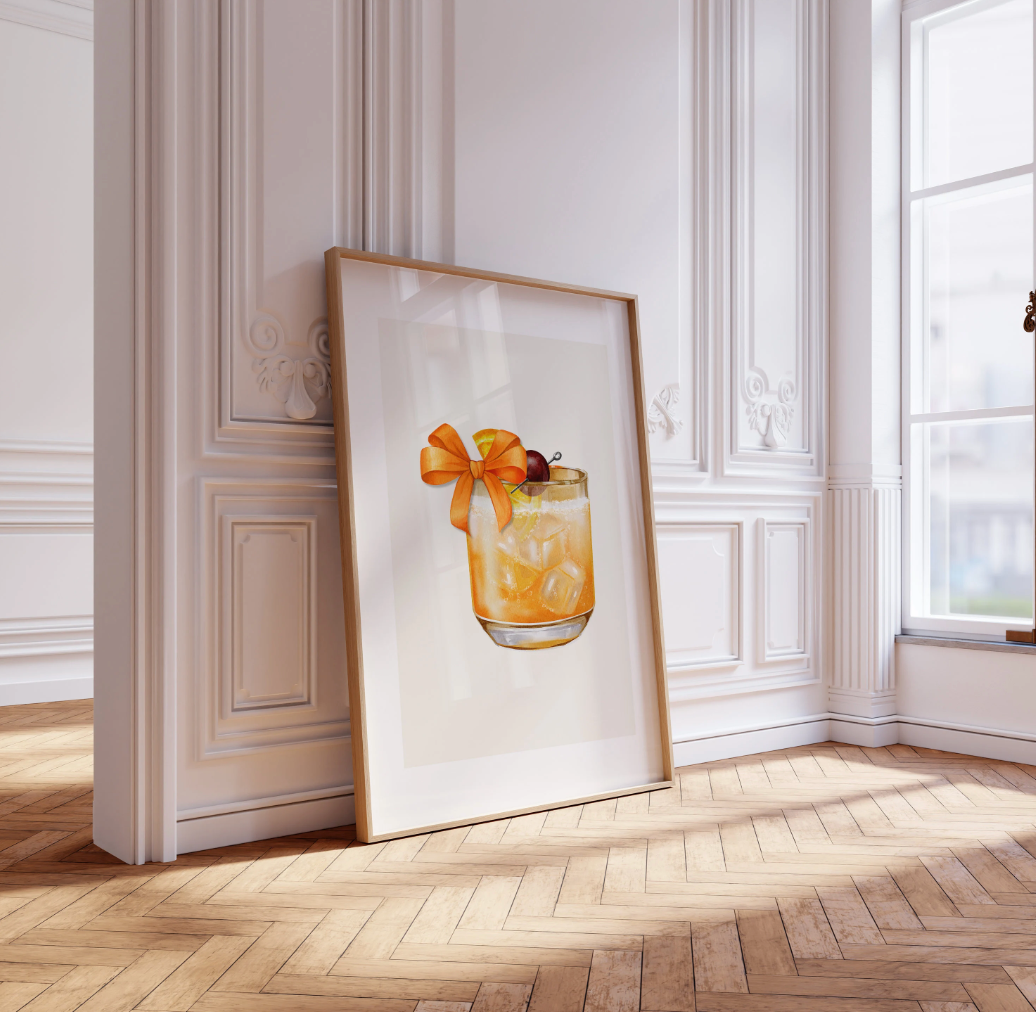 Whiskey Sour Cocktail Wall Art Poster Print