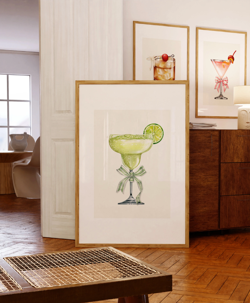 Margarita Cocktail with Bow Wall Poster Print