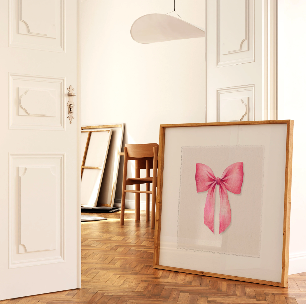 Large Pink Bow Wall Art Poster Print