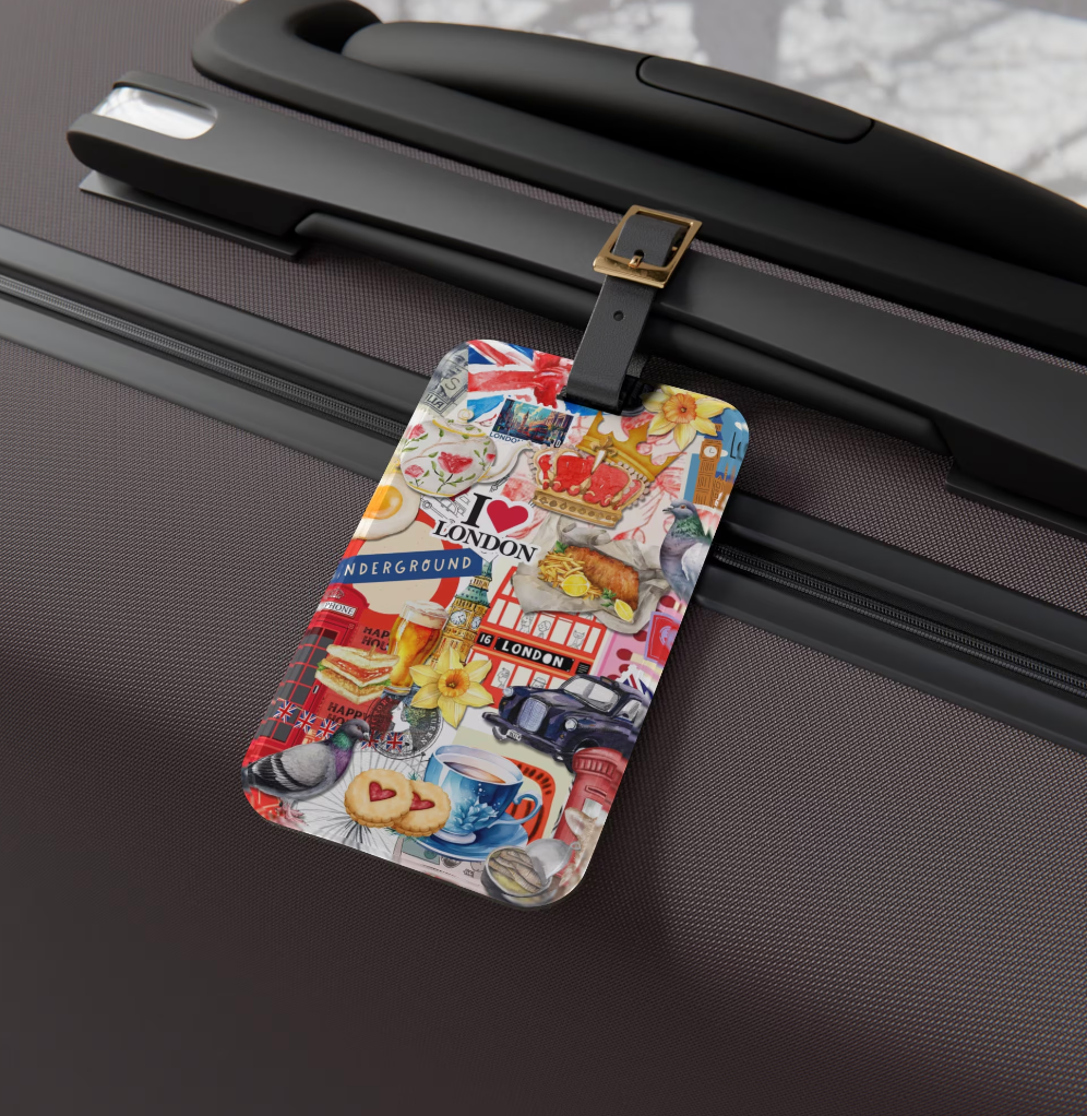 London Collage Art Luggage Tag