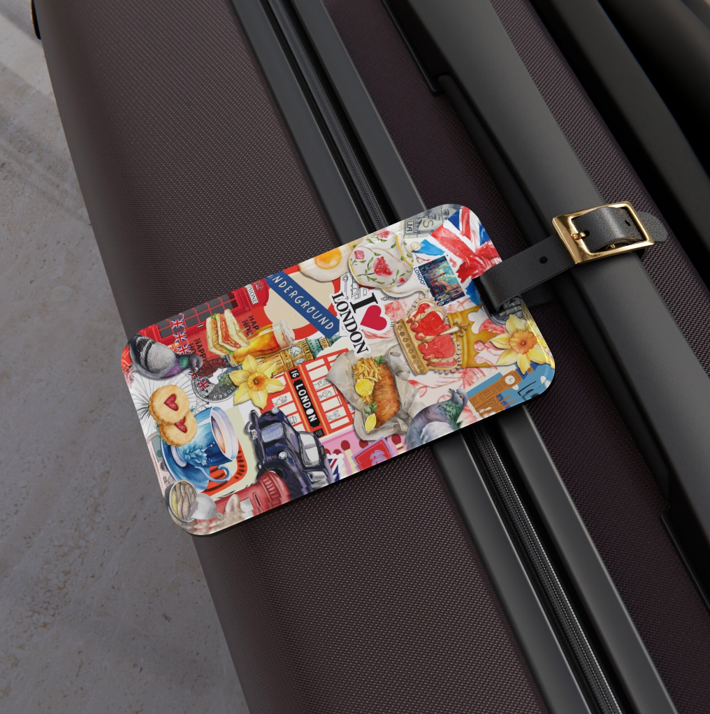 London Collage Art Luggage Tag