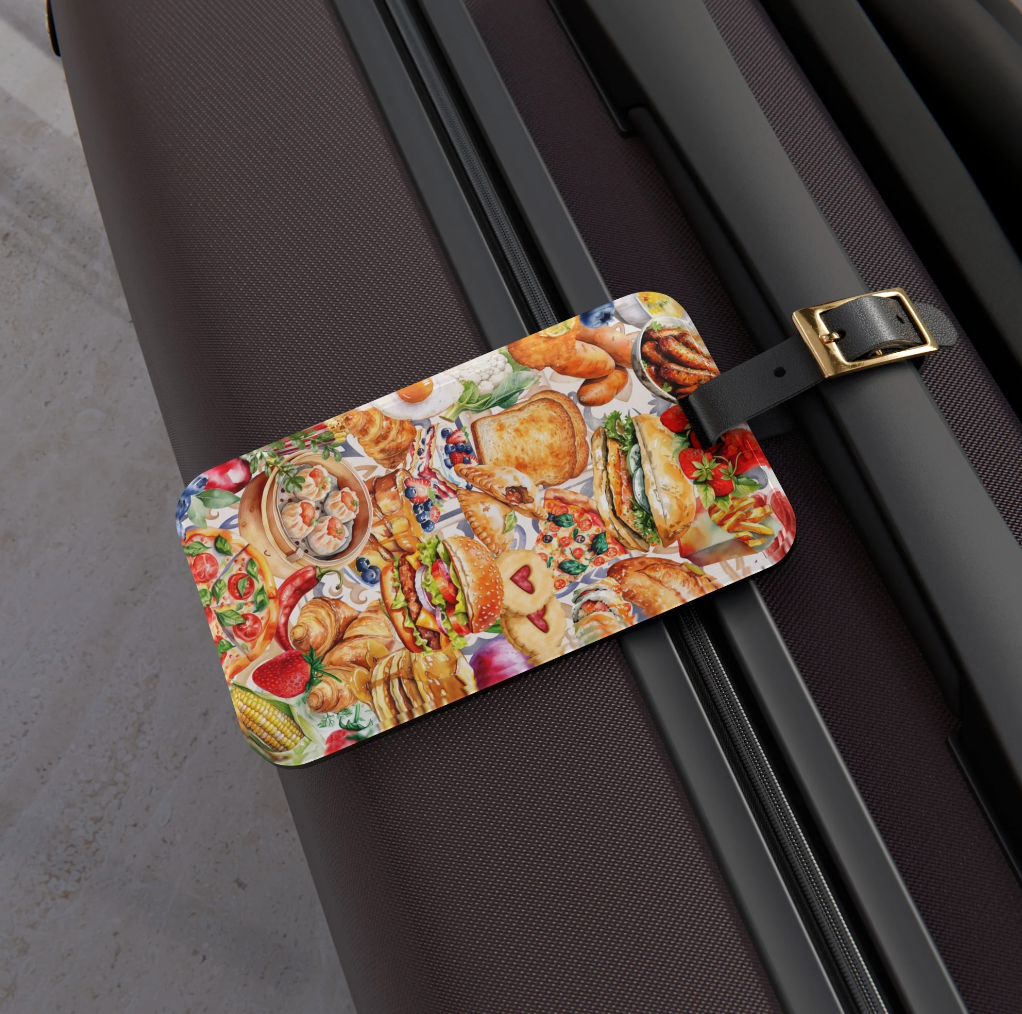 Retro Style Food Collage Luggage Tag