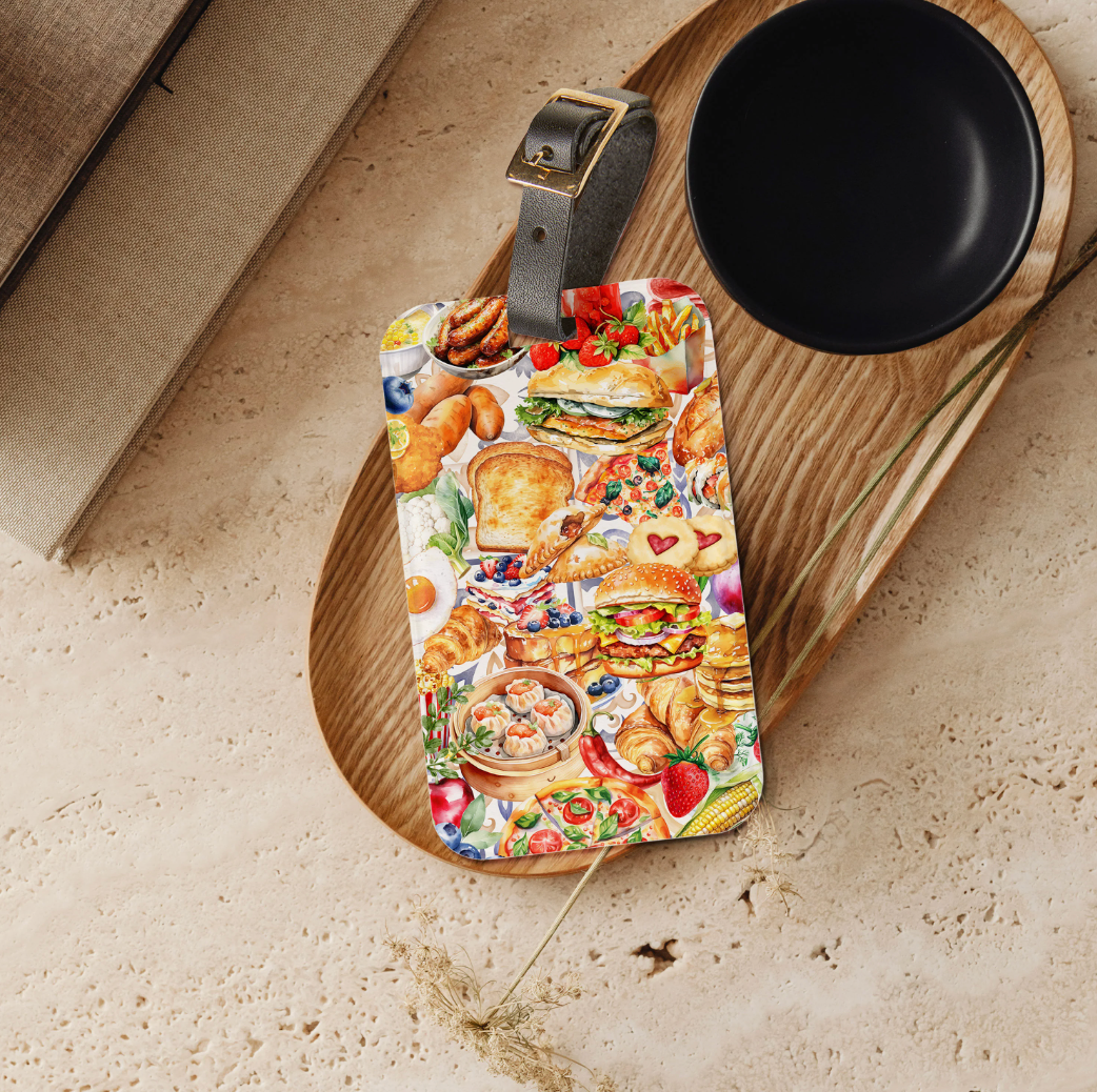 Retro Style Food Collage Luggage Tag