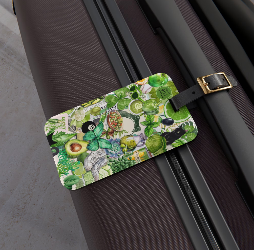 Green Scrapbook Collage Art Luggage Tag