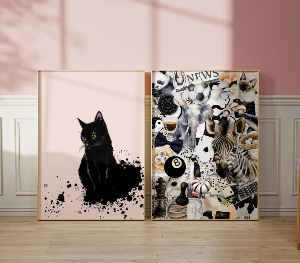 Black and White Collage Retro Art Poster Scrapbook Style Maximalist Wall Art Aesthetic