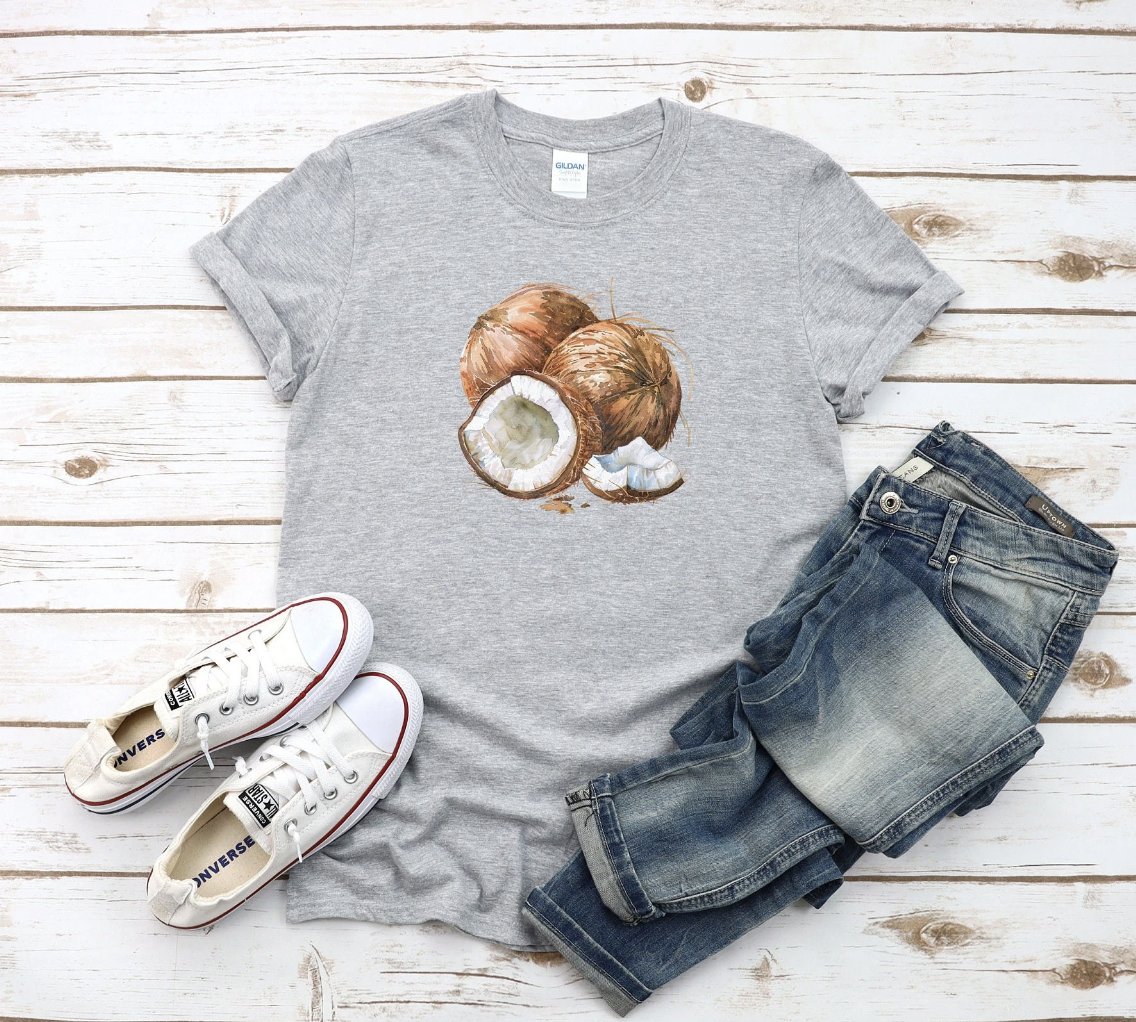 Graphic Baby Tee Collage. Y2K aesthetic scrapbook collage shirt. Collage coconut girl shirt. 