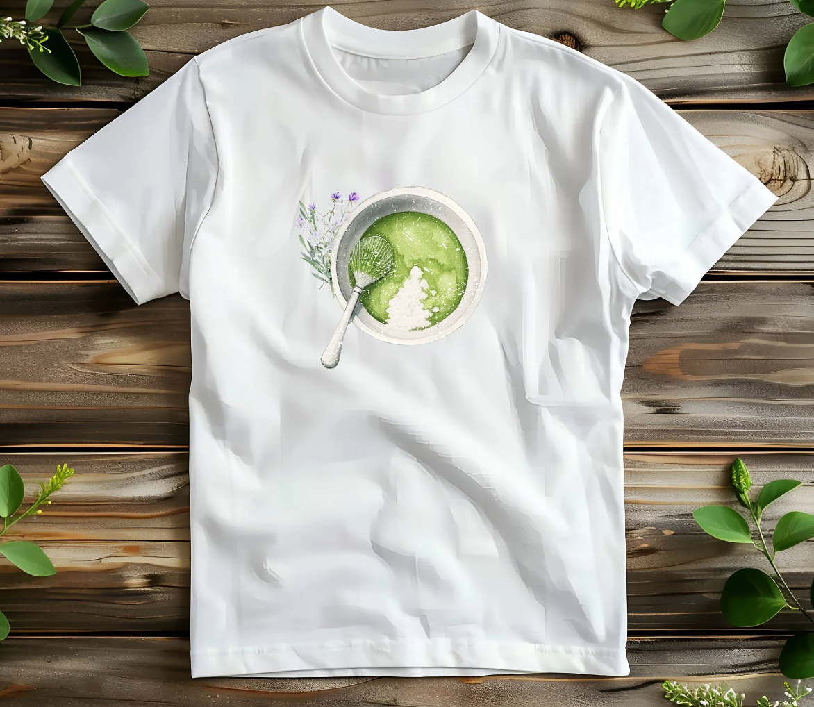 Matcha Green Tea and lavender Graphic Baby Tee. Matcha Retro Graphic T Shirt