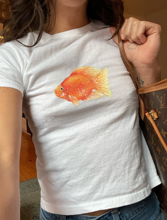 Goldfish Ocean Core Y2K Grunge Mermaid Core Baby Tee for Women. Summer Top Ocean Sea Jellyfish Graphic T shirt
