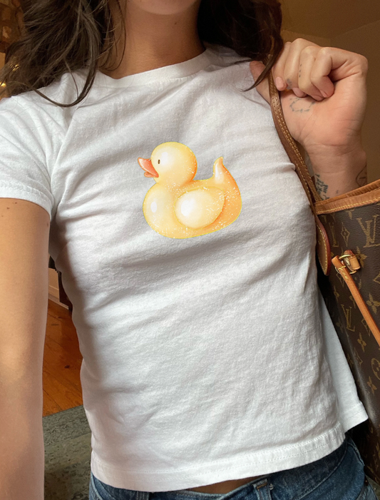 Rubber Duck Y2K Grunge Baby Tee for Women. Summer Top Graphic T shirt