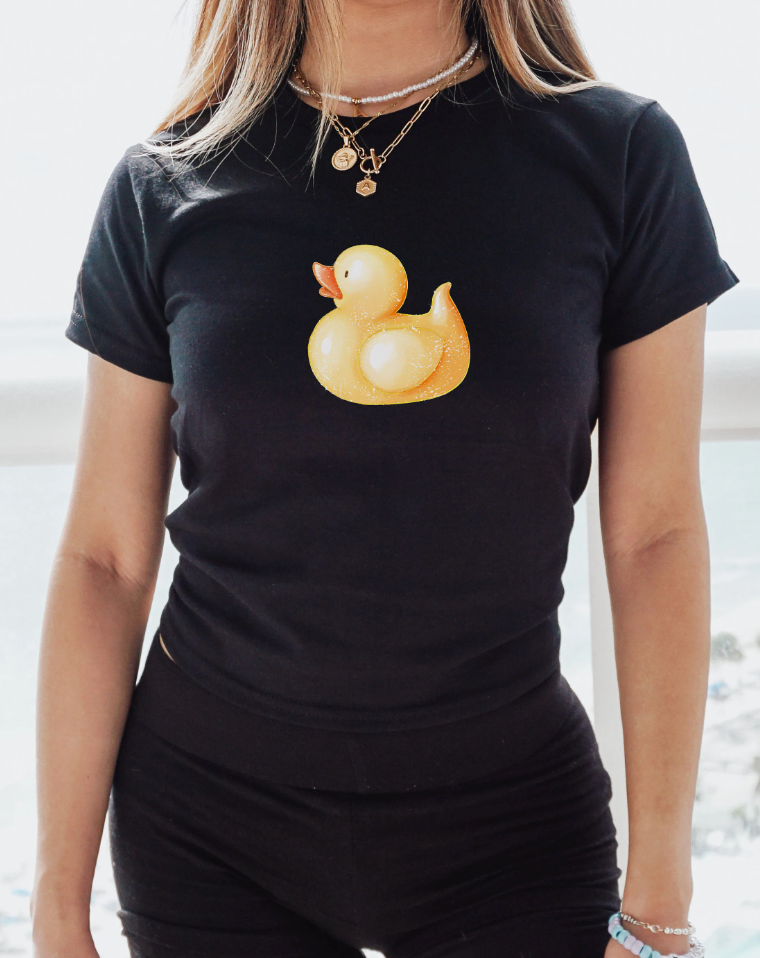 Rubber Duck Y2K Grunge Baby Tee for Women. Summer Top Graphic T shirt