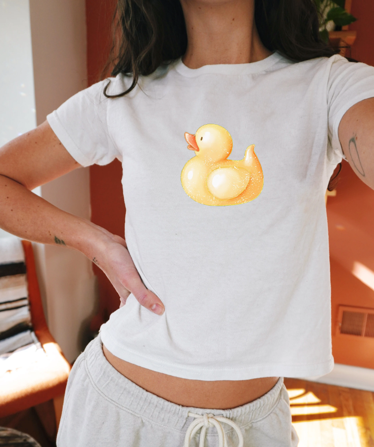 Rubber Duck Y2K Grunge Baby Tee for Women. Summer Top Graphic T shirt