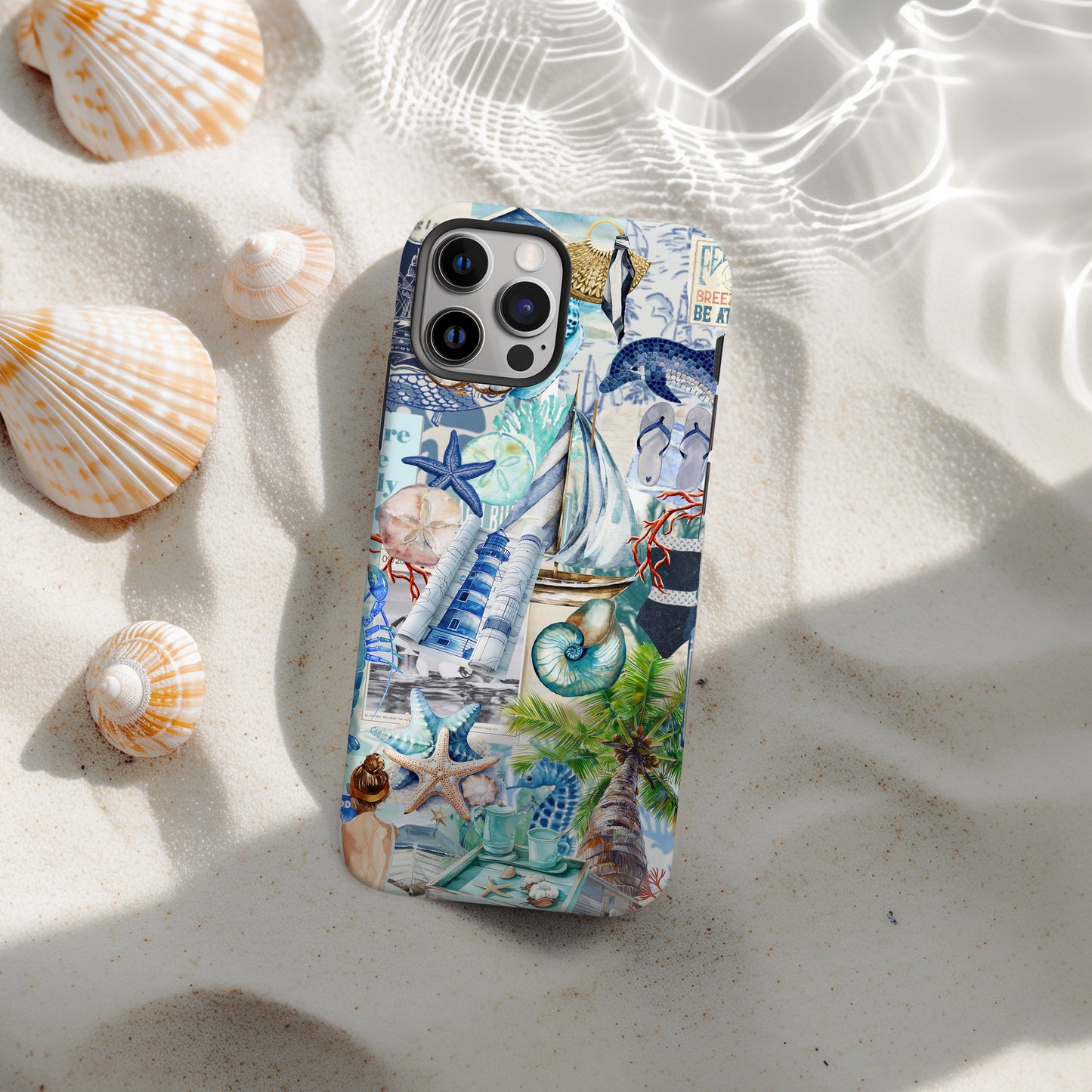 beach view Cape Cod Beach Collage Phone Case. Sand and Sea Phone Case for iPhone and Samsung Galaxy. Sailing and beach themed phone case by Artscape Market