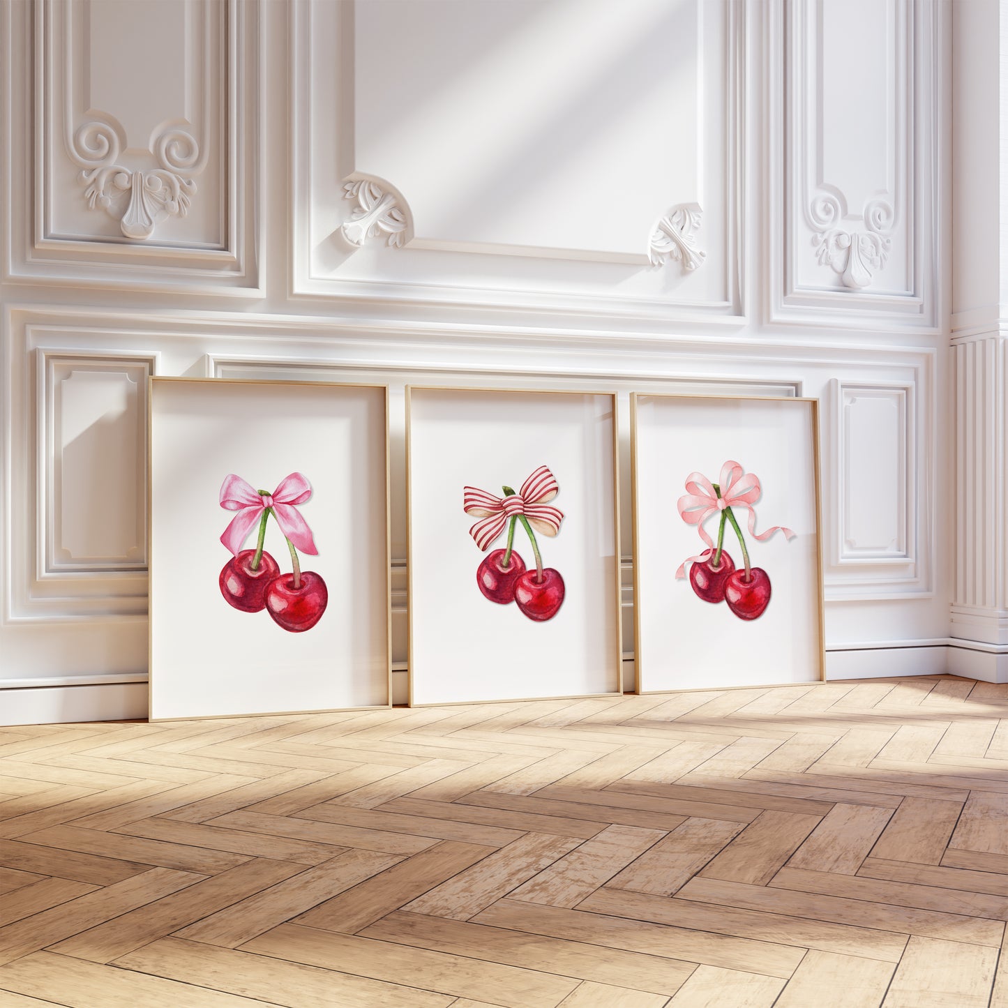 Cherry and Bow Wall Art | Feminine Poster Printed on Premium Paper